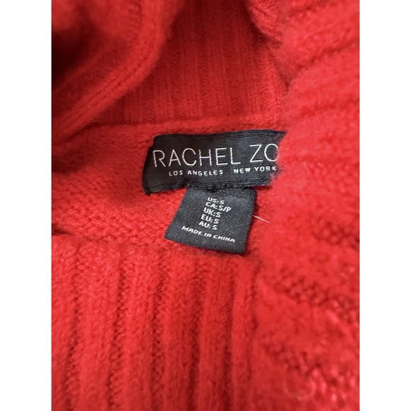 Rachel Zoe Womans Wool Blend Cowl Neck Sweater SZ Small Red Cozy Oversize Warm - Picture 2 of 3